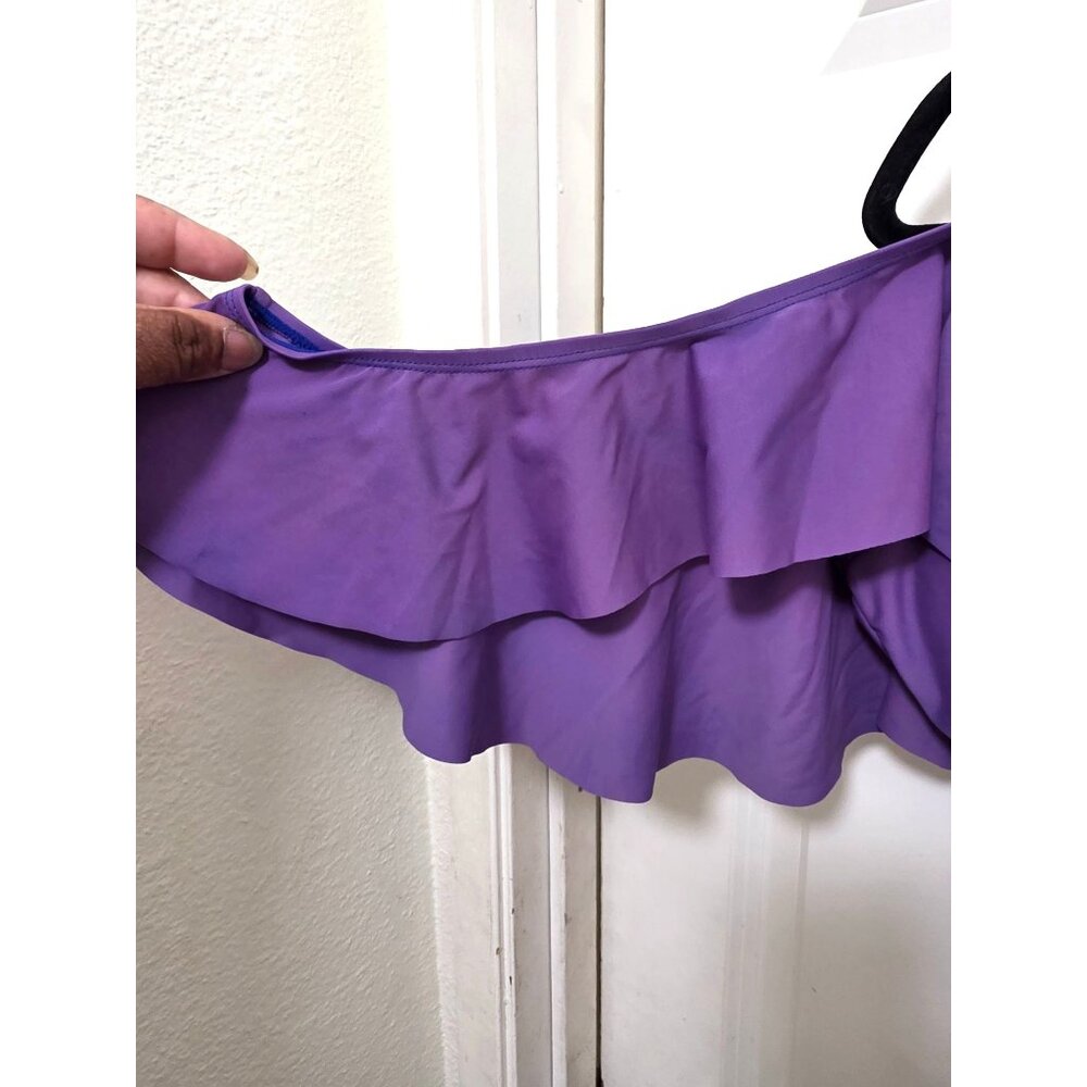 NEW Nicole Miller Women's S Purple Off-The-Shoulder Ruffle Swimsuit Beach - Picture 5 of 10